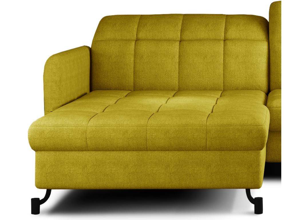 Canapé convertible angle gauche avec têtières réglables tissu matelassé jaune Calmetop 225cm 51065WPMP