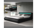 Lit double avec coffre 180x200cm en Noir avec LED Parisina 24806AZUS