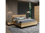 Nidchicshop - Chambre Lit 160x200 et 2 Chevets Aspect Bois et Pied Avant Métal Noir 24739VVNP