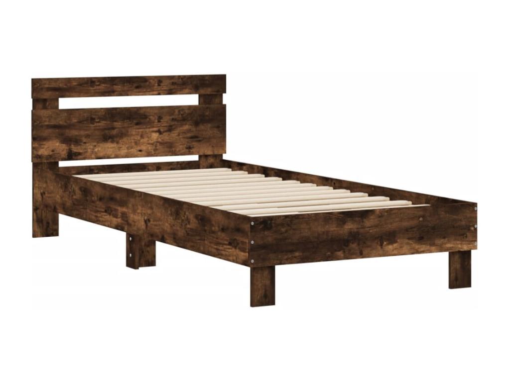 Cadre de lit avec tête de lit chêne fumé 90x200 cm 86909COEU