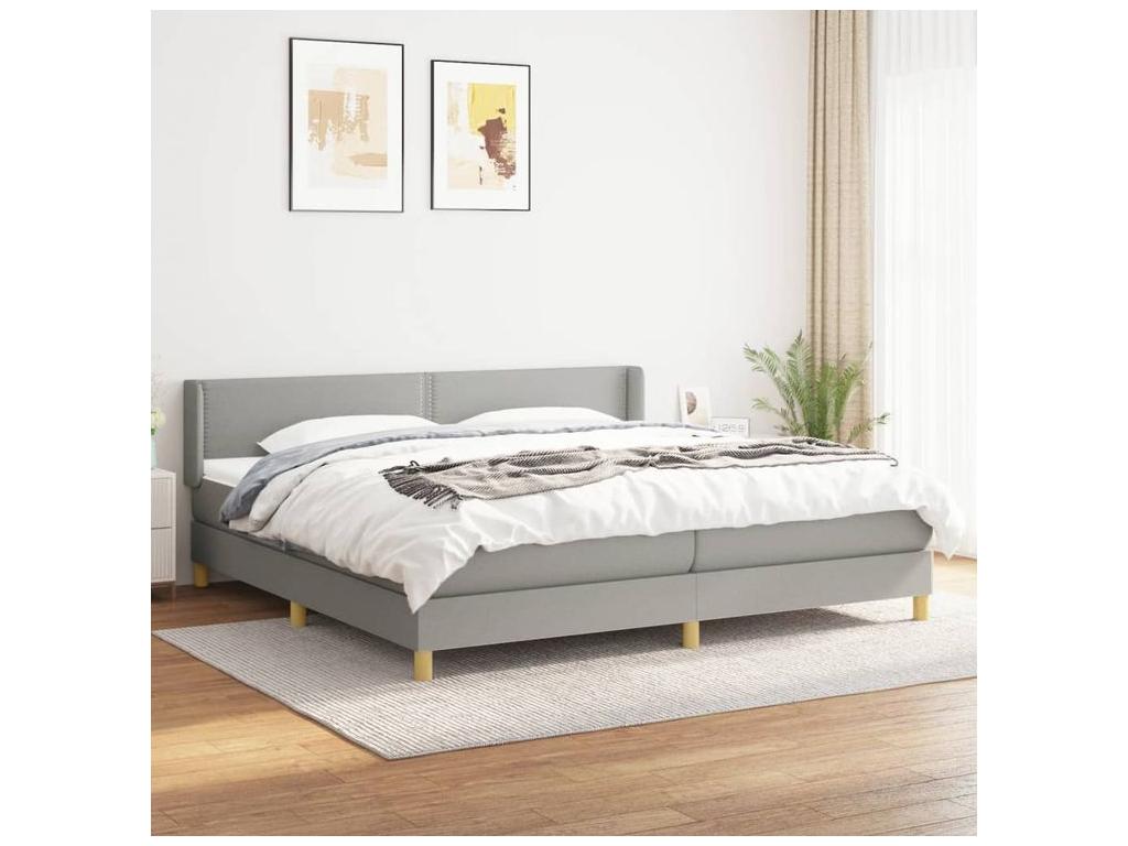Sommier à Nidchicshop de lit avec matelas Gris clair 200x200 Tissu 39683GUGI