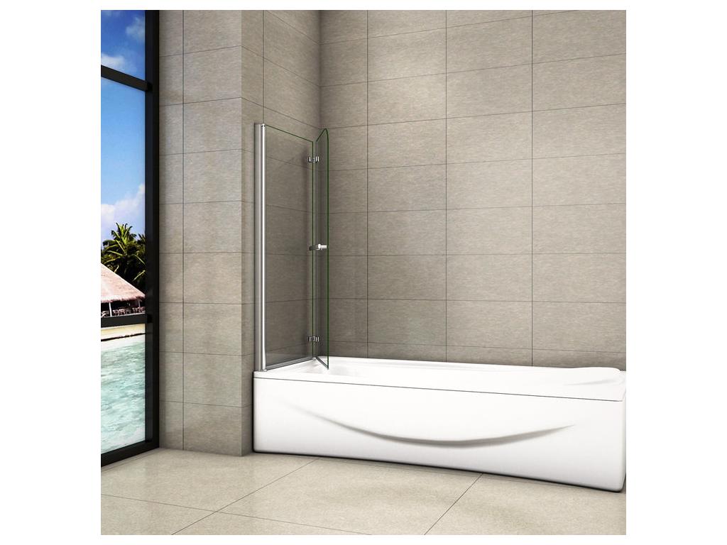 Pare-baignoire 120x140cm pivotant 180 paroi de baignoire en verre anticalcaire 6mm avec une poignée en Inox 70434AXKK