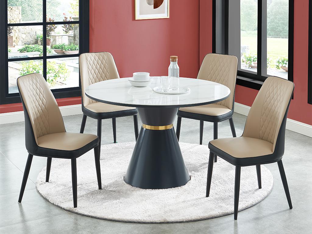 Lot de 2 chaises en simili et métal - Beige et anthracite - Calmetop 16870BRIN