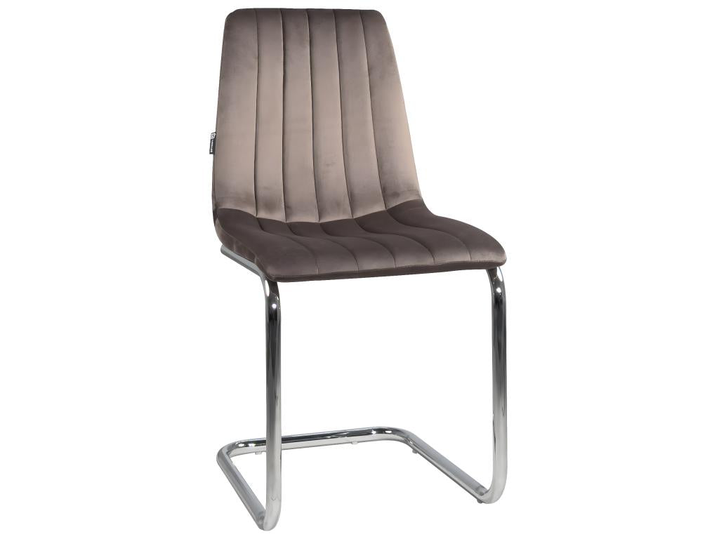 Lot 2 chaises salle à manger salon siège velours rembourré pieds acier chromé Artvivrestore marron 96548QDIV