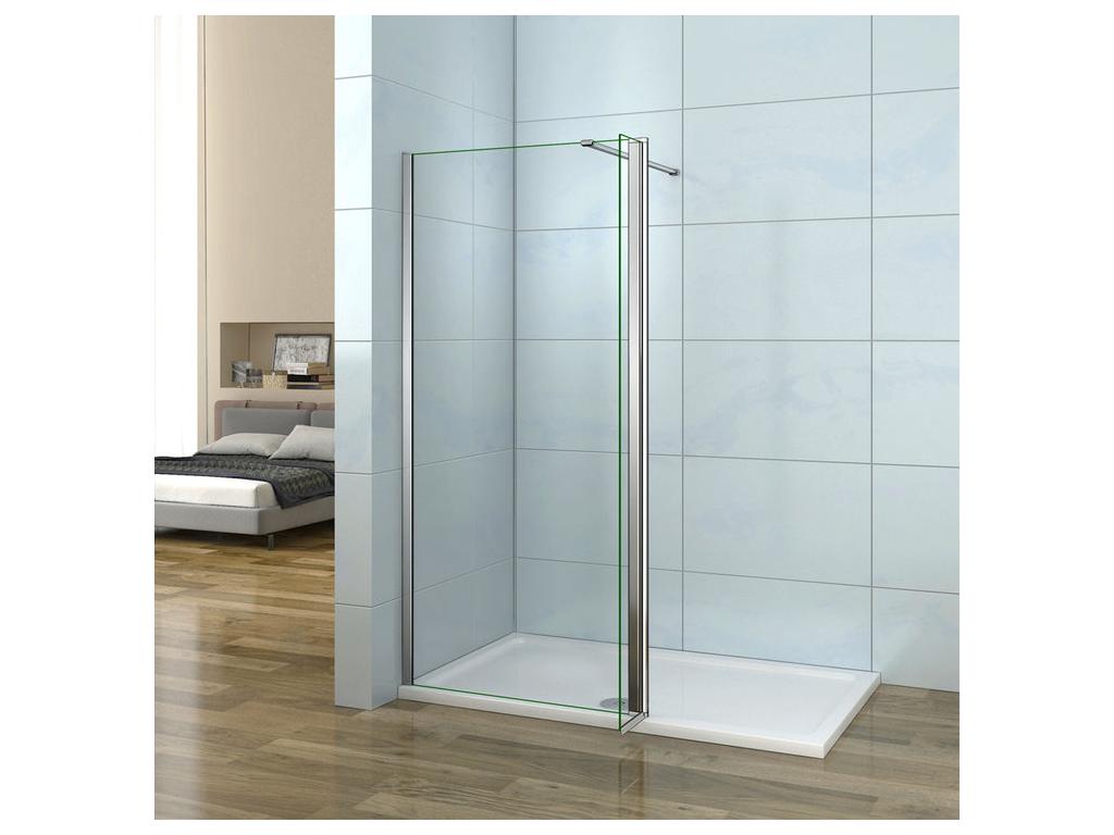 Paroi de douche à l'italienne 120 30x200cm avec retour pivotant - Verre 8mm trempé - Avec barre de fixation 90cm récupérable 27110RRAJ