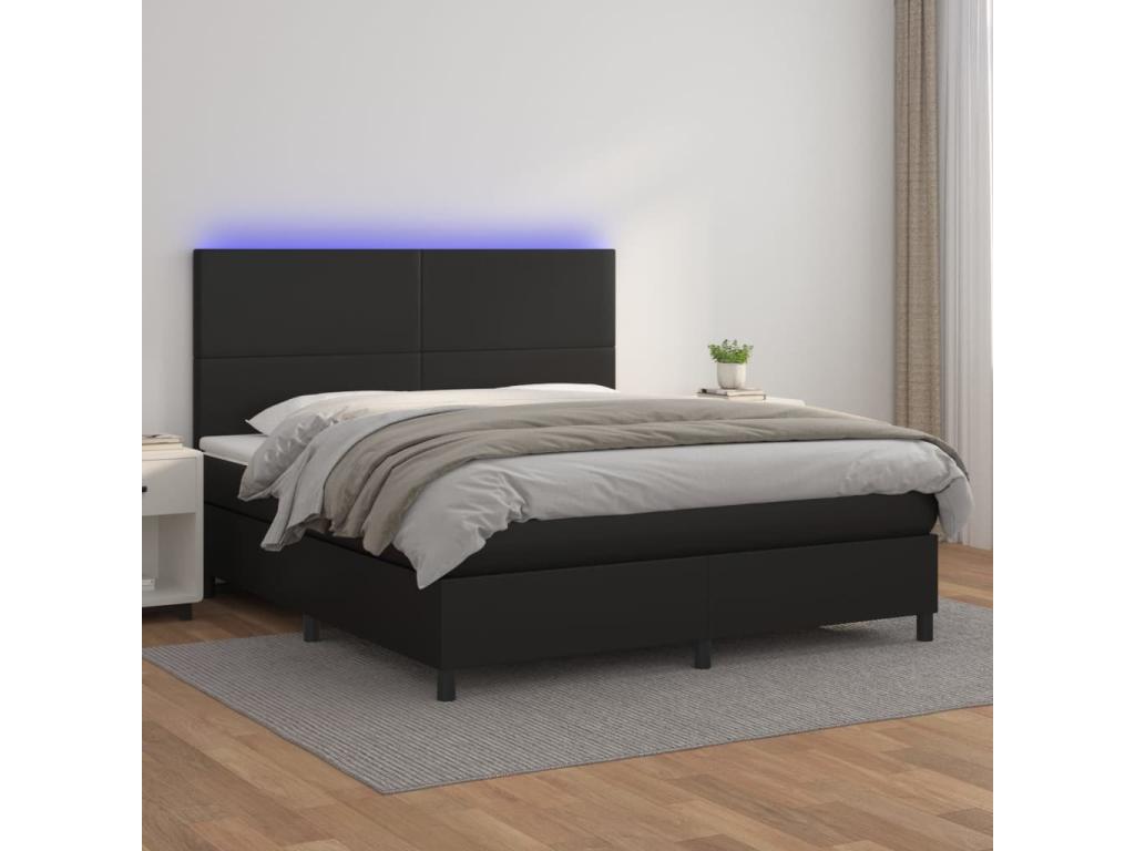 Sommier à Calmetop de lit avec matelas et LED Noir 160x200 87743APPN