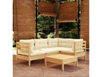 Salon de jardin 5 pcs avec coussins crème bois de pin 67420CDYV