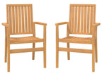 Chaises de jardin empilables lot de 2 56,5x57,5x91 cm bois teck 93864SQZZ