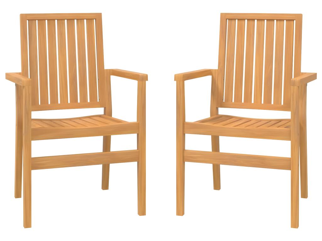 Chaises de jardin empilables lot de 2 56,5x57,5x91 cm bois teck 93864SQZZ