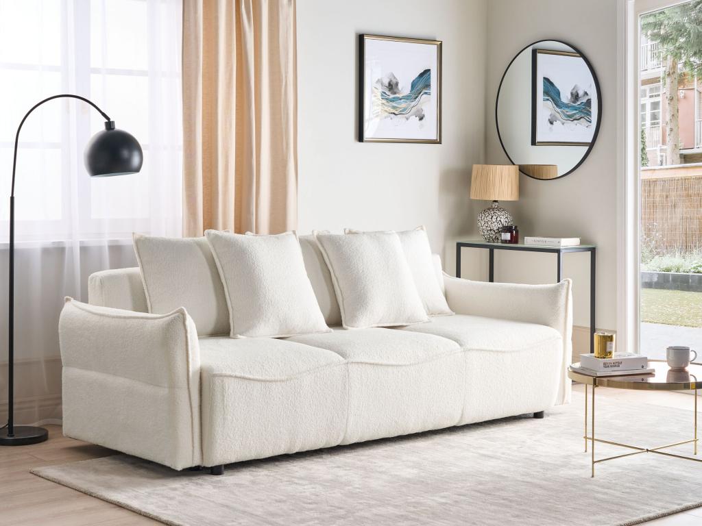 Canapé-lit Calmetop Bouclé Blanc 3 places 85363BSZL