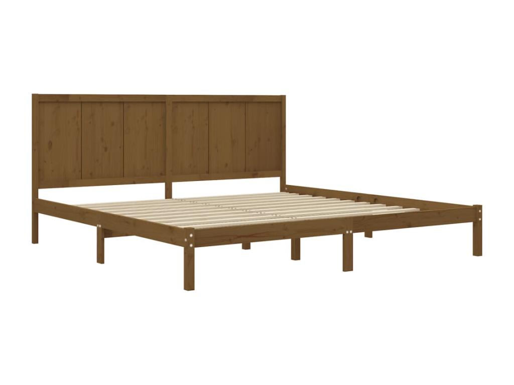 Cadre de lit Marron miel Bois de pin massif 200x200 cm 36709RXBP