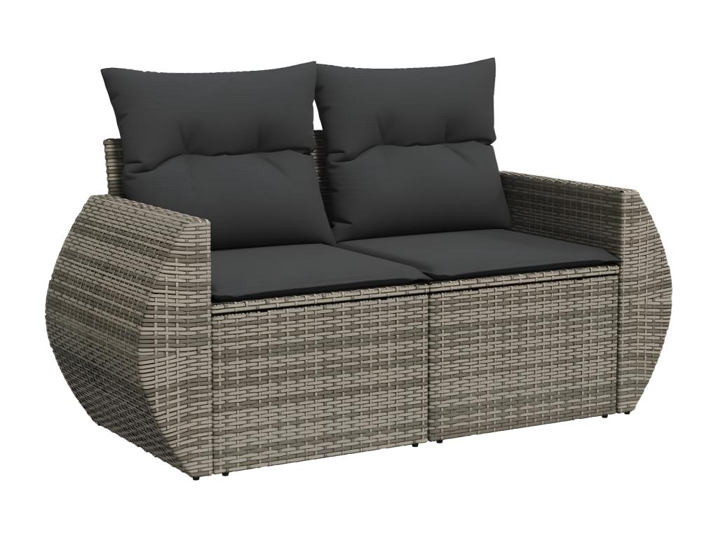 Salon de jardin 6 pcs avec coussins gris résine tressée 55648CZBP