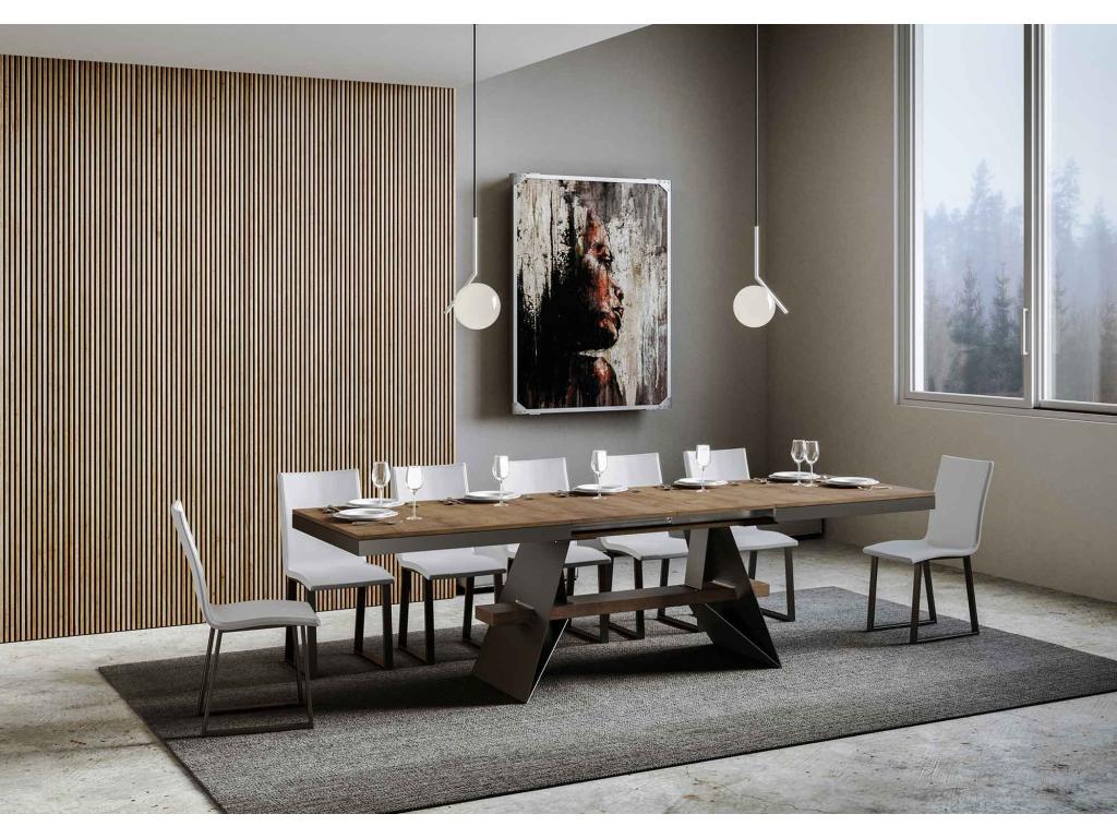 Table extensible 90x180/440 cm Calmetop Noyer cadre Anthracite 39111DXWW
