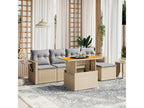 Salon de jardin avec coussins 6 pièces beige résine tressée 19339HGRD