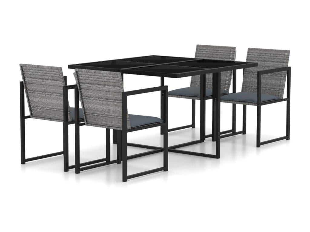Mobilier à dîner de jardin 5 pièces et coussins Résine tressée Gris 78064QJPE