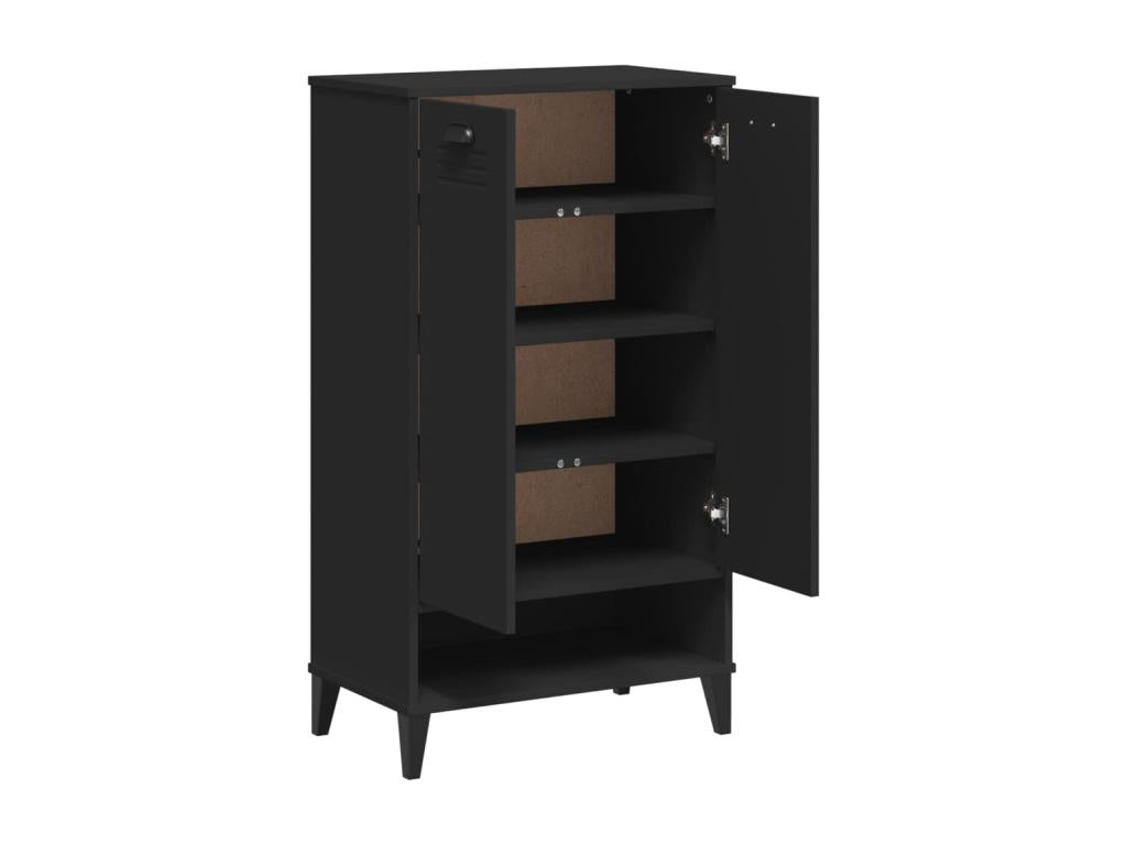 Armoire à chaussures Calmetop noir bois de pin solide 53517ZJBK