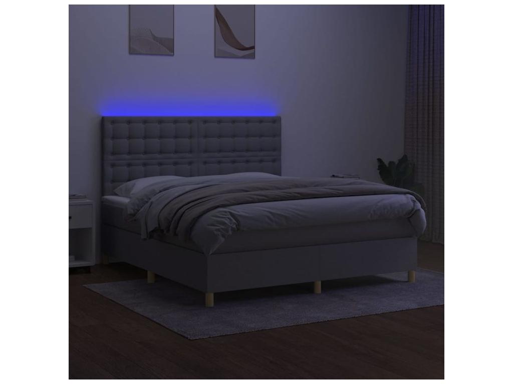 Sommier à Calmetop de lit et matelas et LED Gris clair 180x200 09213ADCJ
