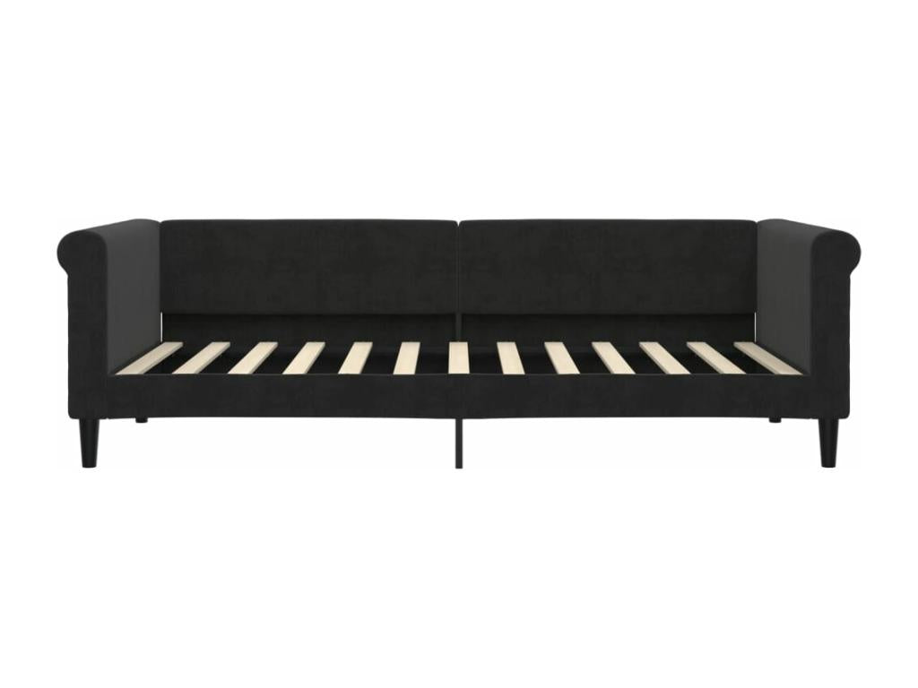 Lit de jour avec matelas noir 90x200 cm velours 63023CKSM