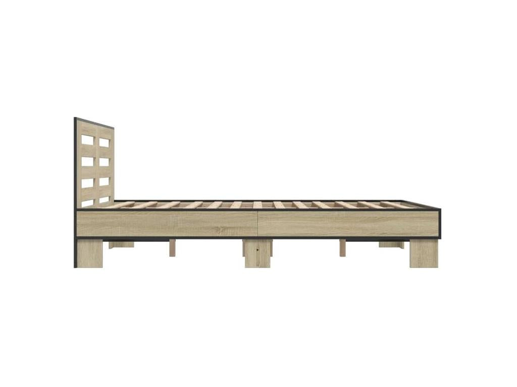 Cadre de lit chêne Nidchicshop 135x190 bois d'ingénierie et métal 16525TRZY