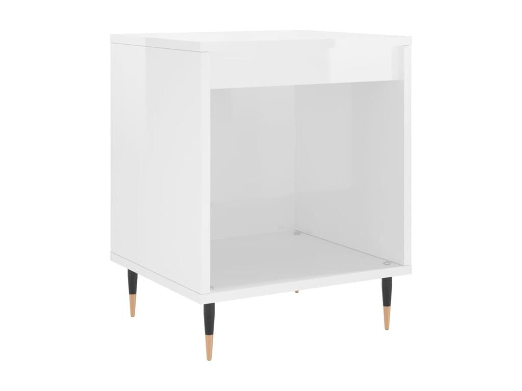 Table de chevet Blanc brillant 40x35x50 cm Bois d'ingénierie 05989FNSA