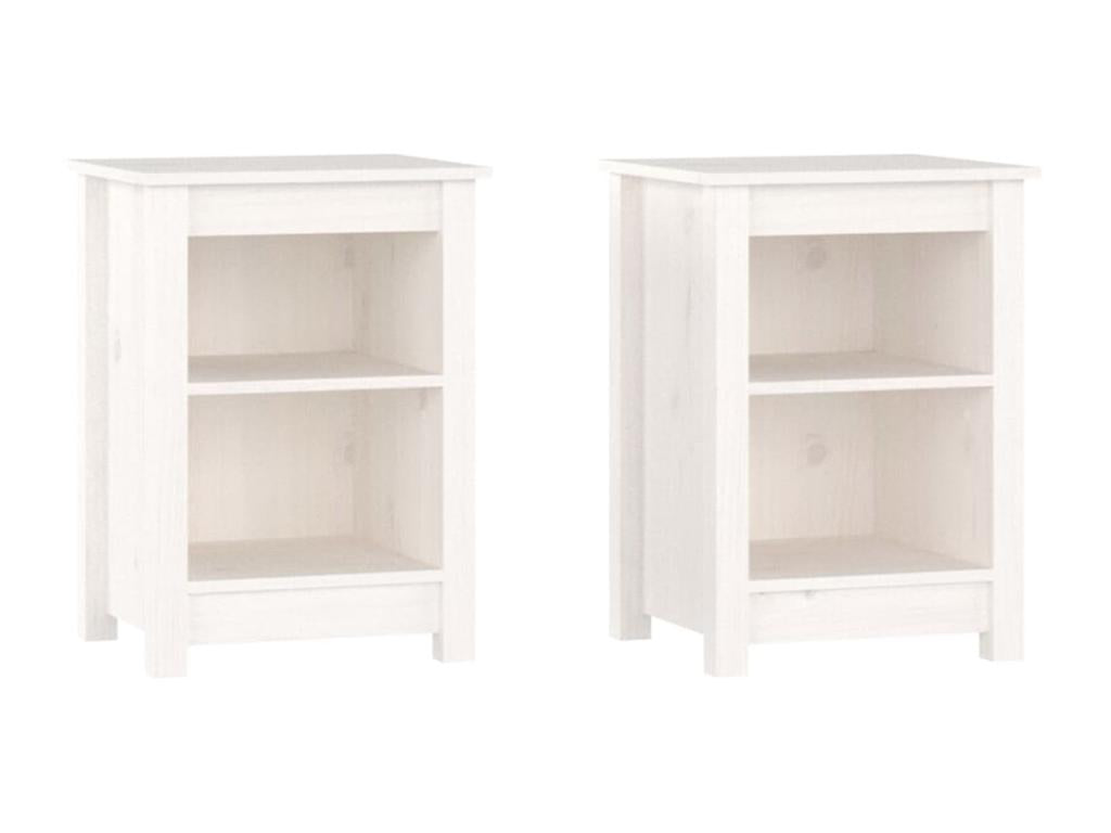 Tables de chevet 2 pièces Blanc 40x35x55 cm Bois de pin solide 56387TIUK