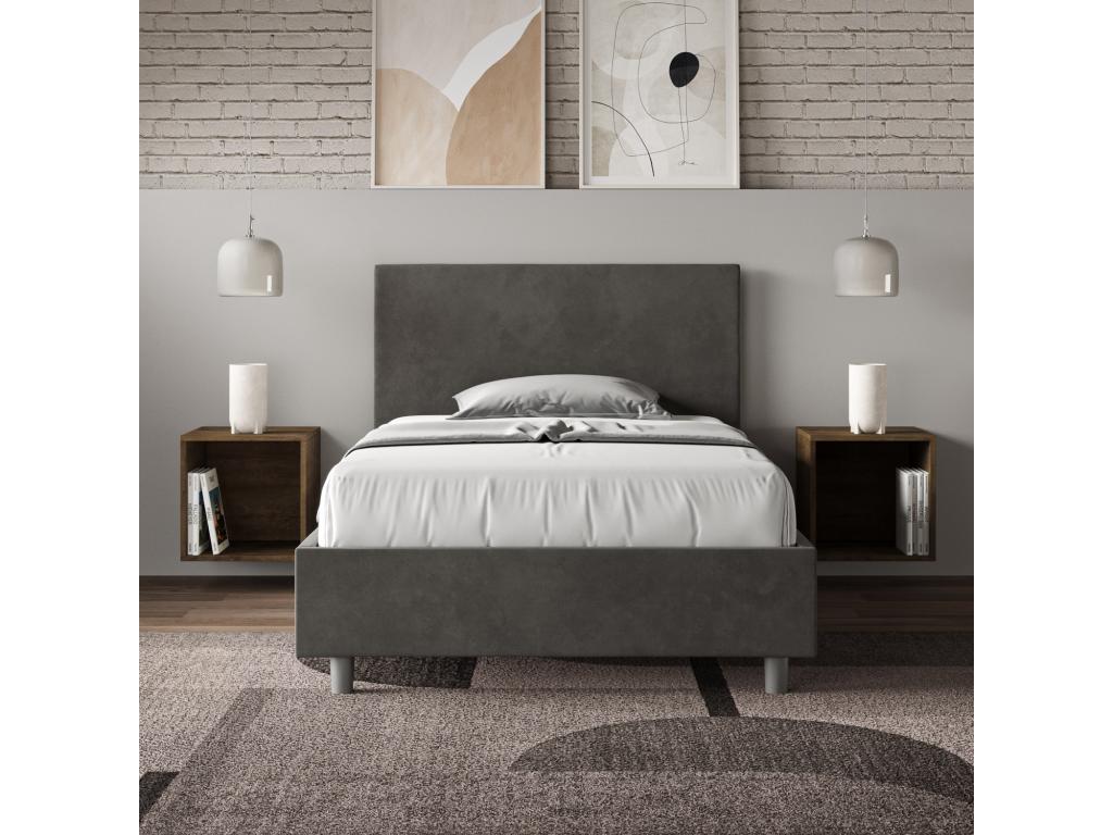 Lit 1 place et demi sans sommier rembourré 120x200 microfibre gris Nidchicshop 21278CCEU