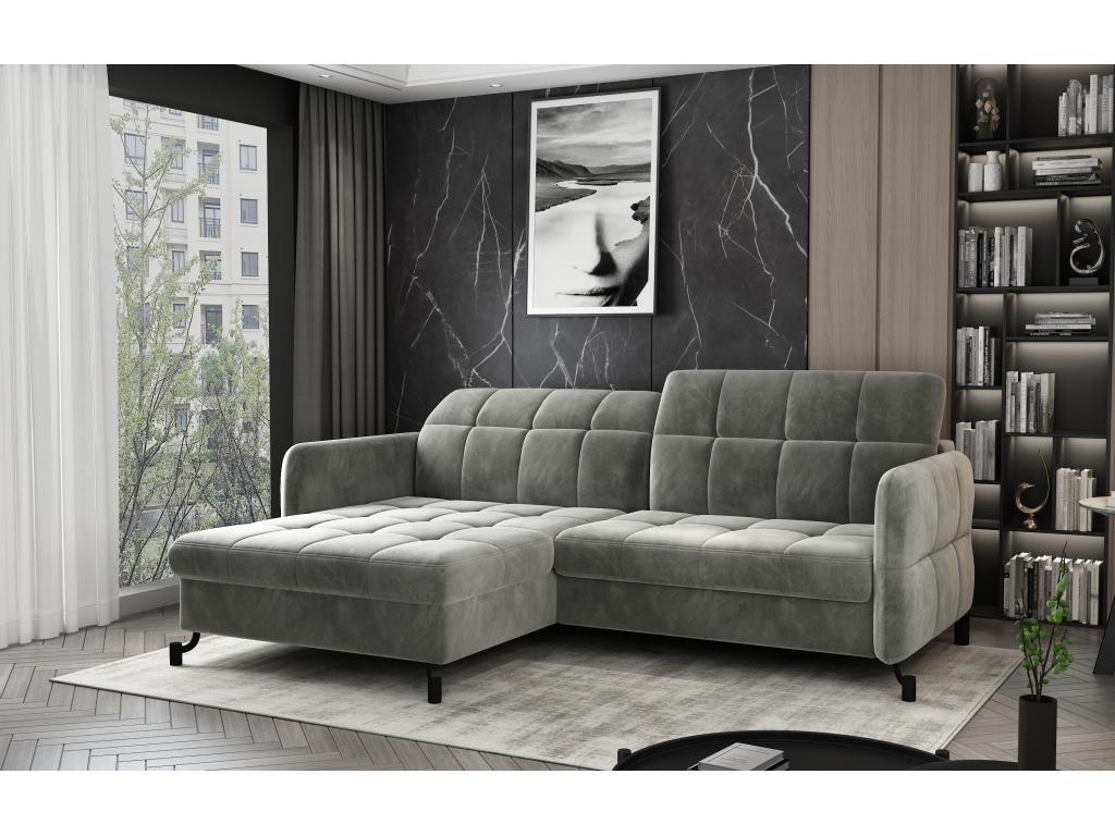 Canapé convertible angle gauche avec têtières réglables tissu matelassé jaune Calmetop 225cm 51065WPMP