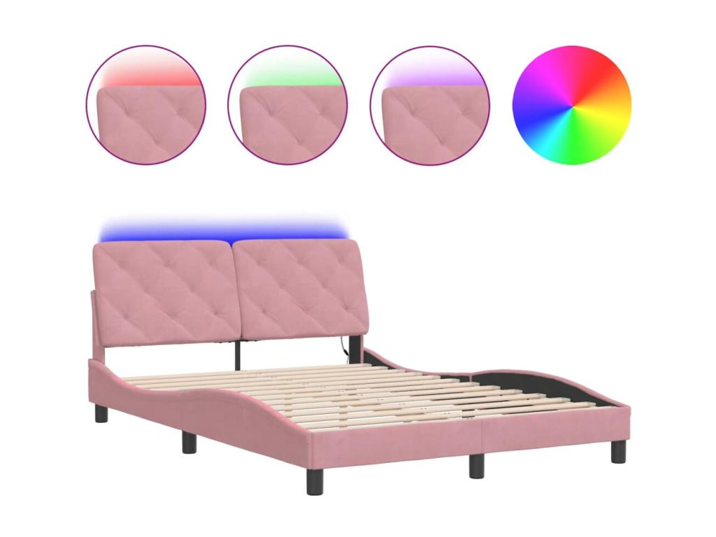 Cadre de lit avec Calmetopères LED rosace 120x200 cm velours 11602KLWW