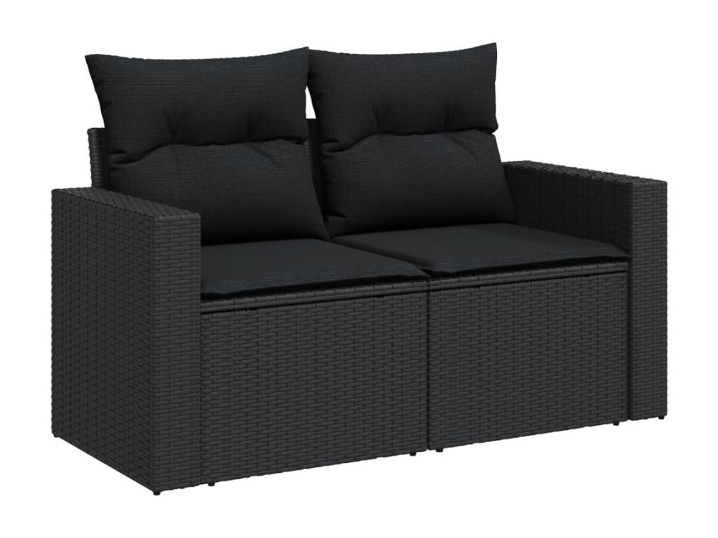 Salon de jardin 8 pcs avec coussins noir résine tressée 79174FUCR