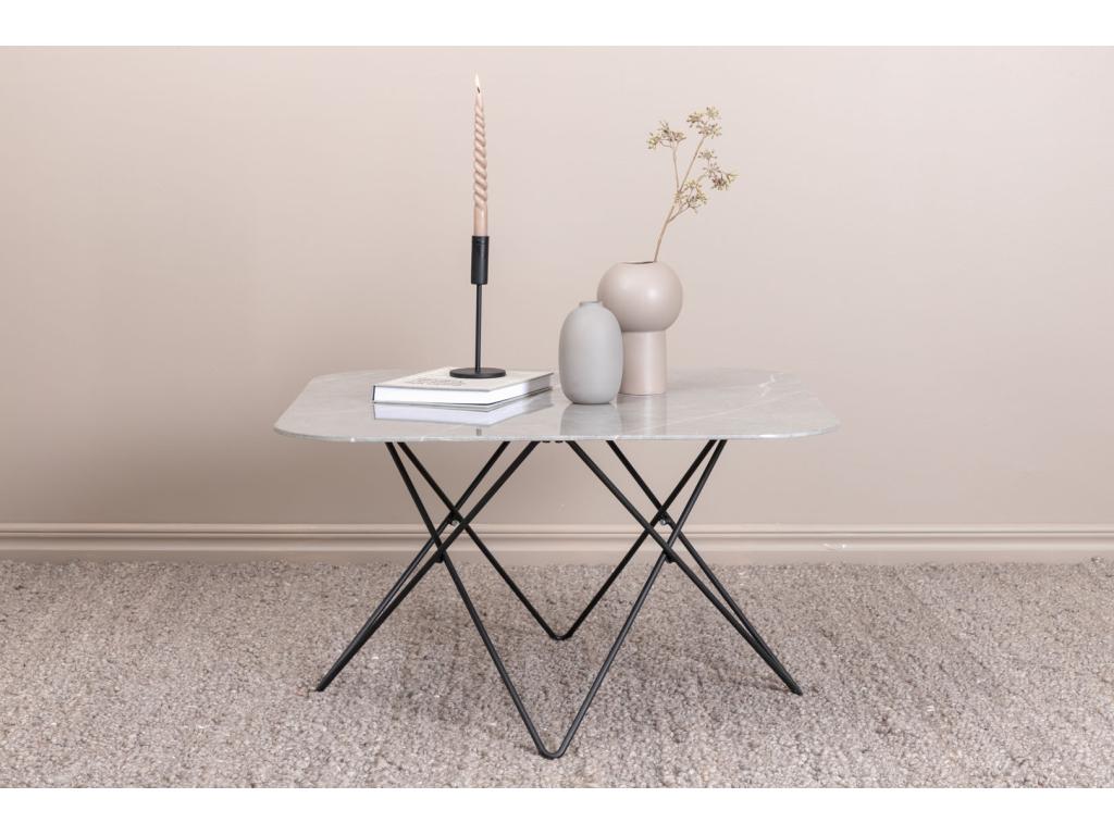 Calmetop Table basse 80x80 cm verre finition marbre gris. 49771TJIC