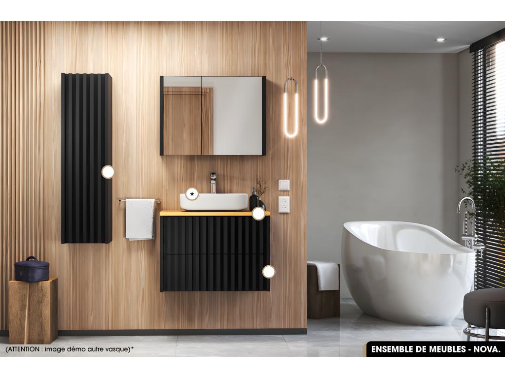 Ensemble complet de salle de bain - Meuble - Colonne - Vasque à poser avec Siphon OFFERT - Nidchicshop - 80x56x45 cm 62634VNVT