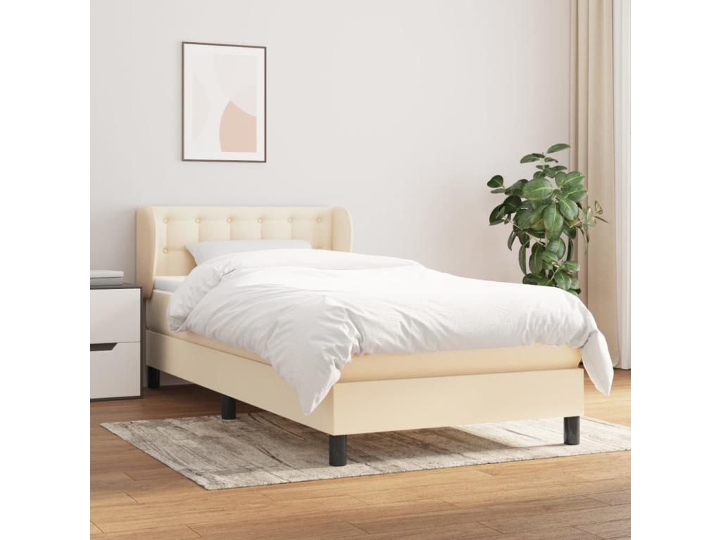Lit à sommier tapissier avec matelas Crème 80x200 cm Tissu 28731HYIS
