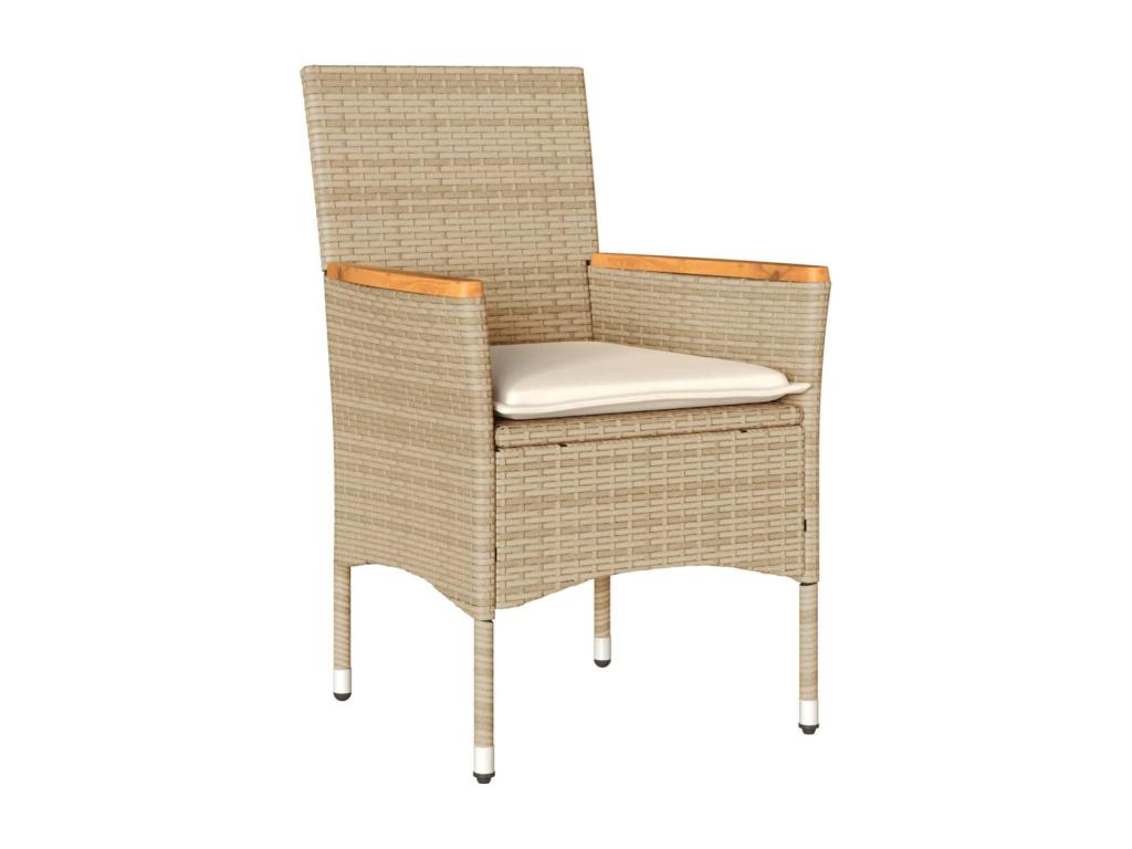 Ensemble à manger de jardin et coussins 5pcs beige rotin Nidchicshop 42121WTQW