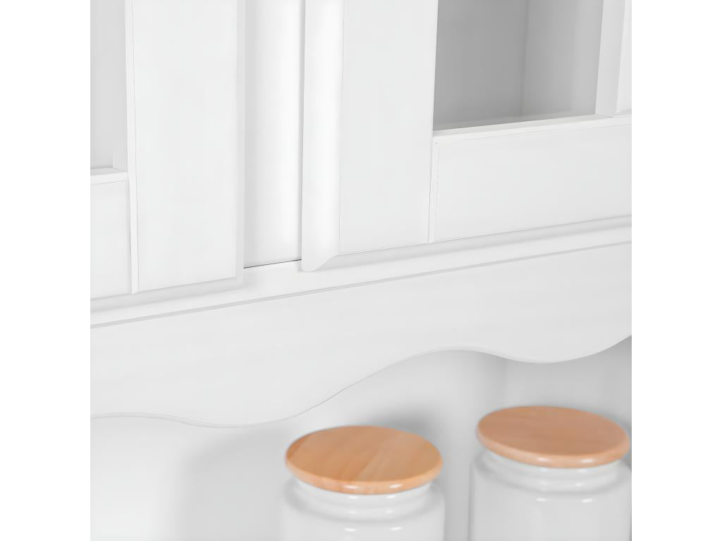 Nidchicshop - Buffet Vaisselier 4 Portes 2 Tiroirs Bois Massif Vernis Blanc 75684LMZC