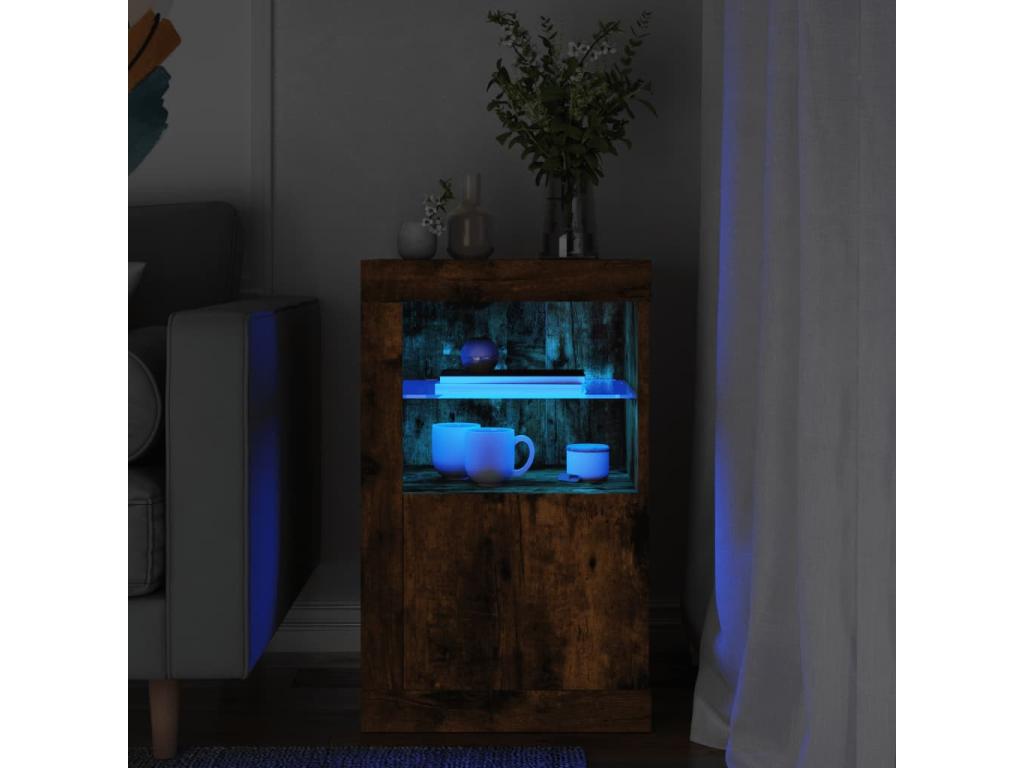 Armoire latérale avec Calmetop LED chêne fumé bois d'ingénierie 52359ADUI