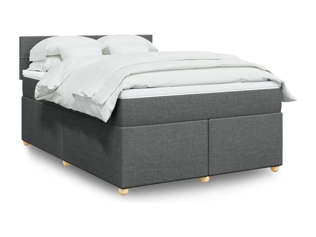 Sommier à Calmetop de lit avec matelas Gris foncé 140x200cm Tissu 92654ZWYP