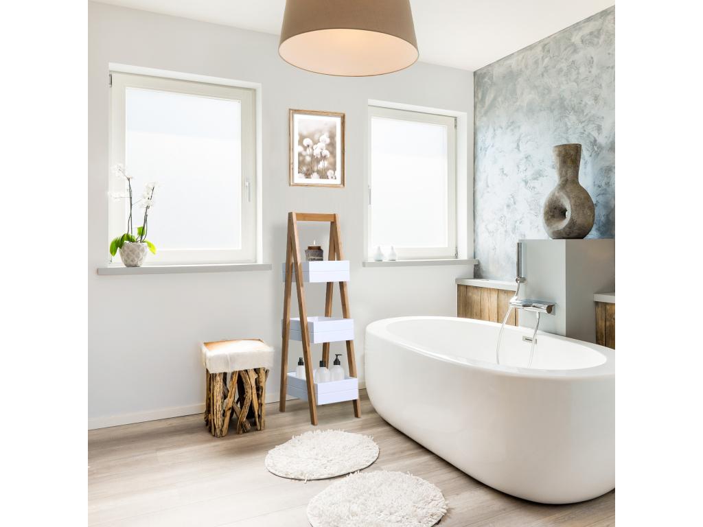 Etagère de salle de bain en Echelle 3 Etagères Mdf Nidchicshop Blanc Brun 65455LVMU