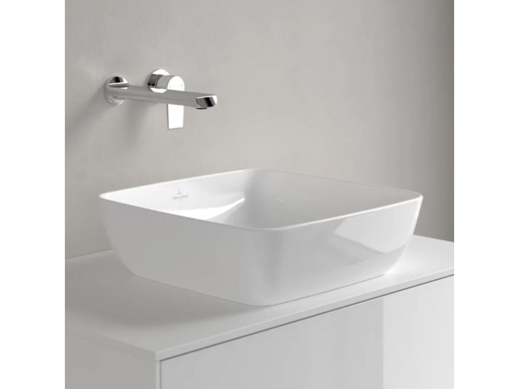 Vasque carrée à poser Calmetop Blanc céramique plus 02156ESUP