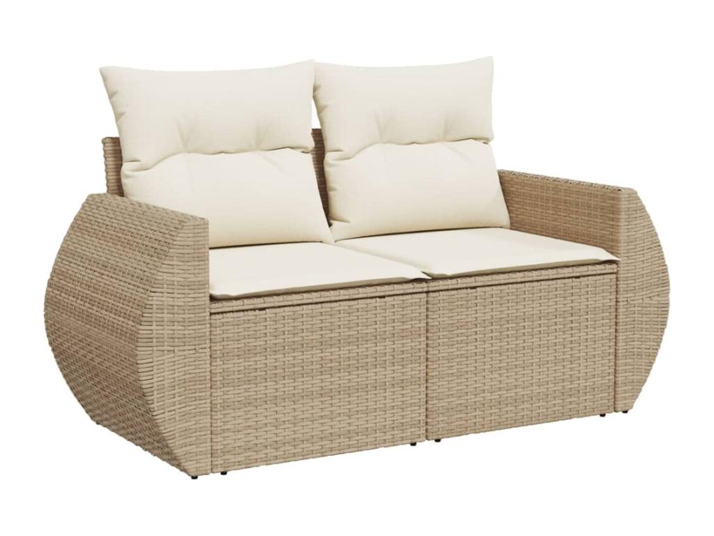 Salon de jardin avec coussins 8 pcs beige résine tressée 51835ZIZZ