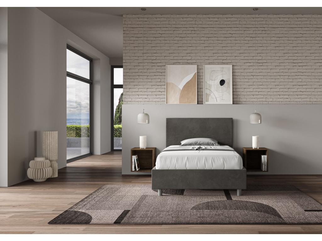 Lit 1 place et demi sans sommier rembourré 120x200 microfibre gris Nidchicshop 21278CCEU