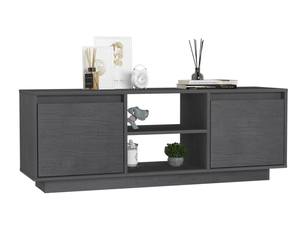 Meuble TV Gris 110x30x40 cm Bois de pin massif 58849CSDC