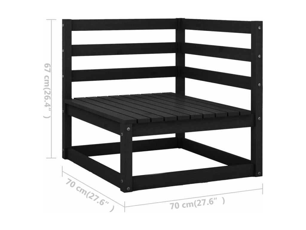 Salon de jardin 9 pièces noir bois de pin massif 92831WCPB