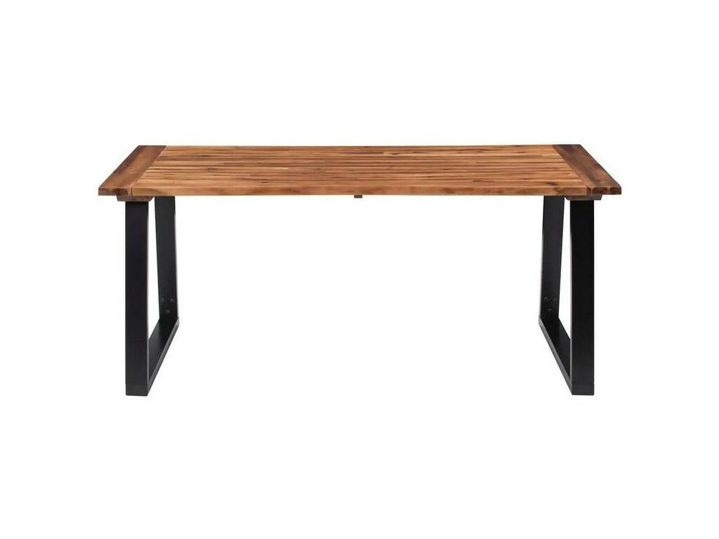 Table à manger Calmetop massif foncé et pieds métal noir Calmetop 180cm 21345EIMH