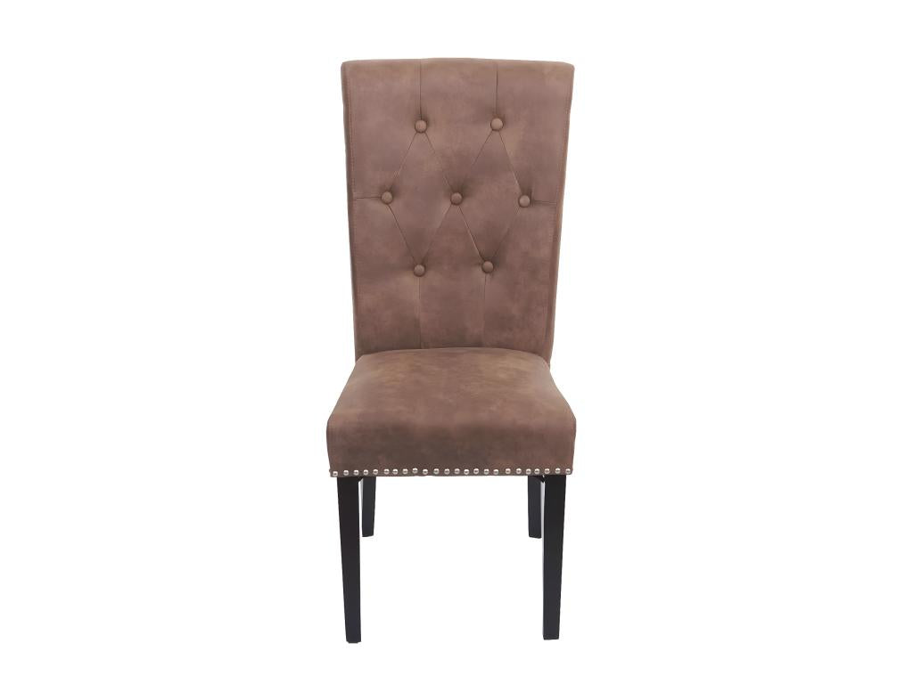 Lot de 2 chaises de salle à manger Calmetop II rivets - tissu/textile marron pieds foncés 78153VZBL