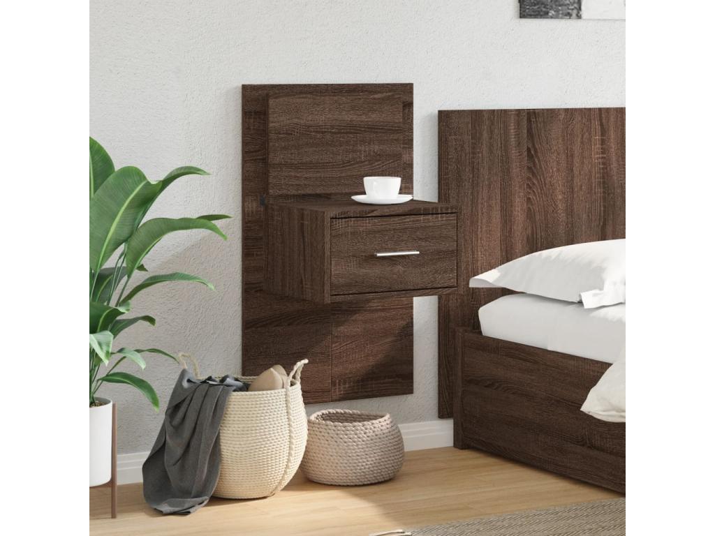 Table de chevet murale avec Nidchicshopères LED chêne marron 42927SPVA