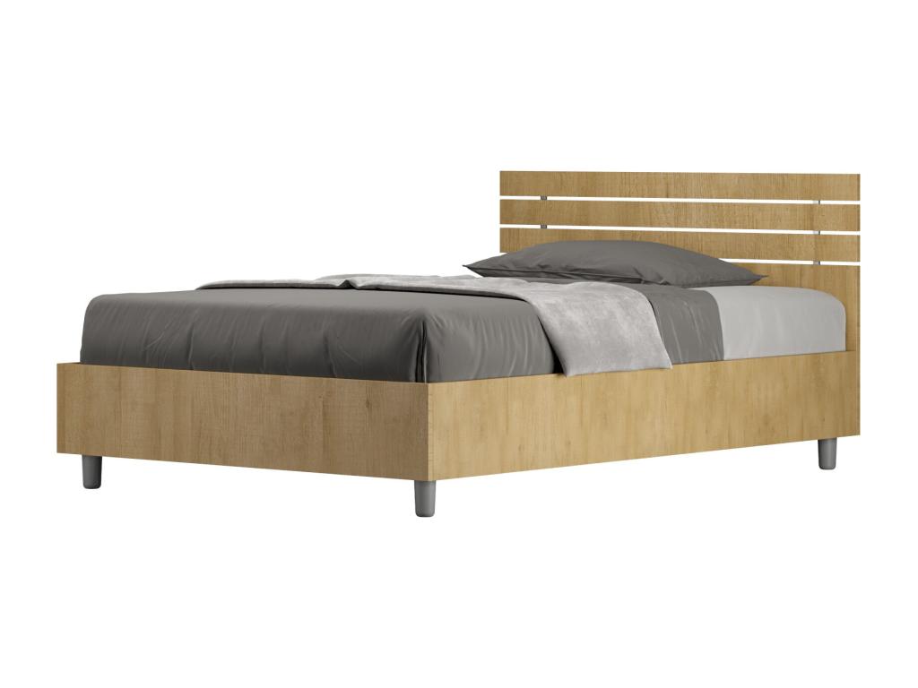 Lit 1 place et demi coffre 120x190 tête de lit droite avec des lames chêne nature Nidchicshop 27350KKDW