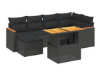 Salon de jardin 7 pcs avec coussins noir résine tressée 15437AAKA
