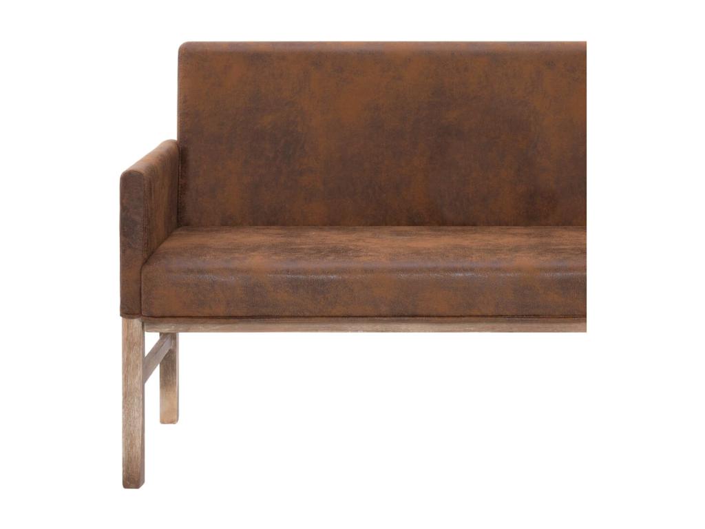 Banc avec accoudoir 140 cm Marron Similicuir daim 84019RWDU