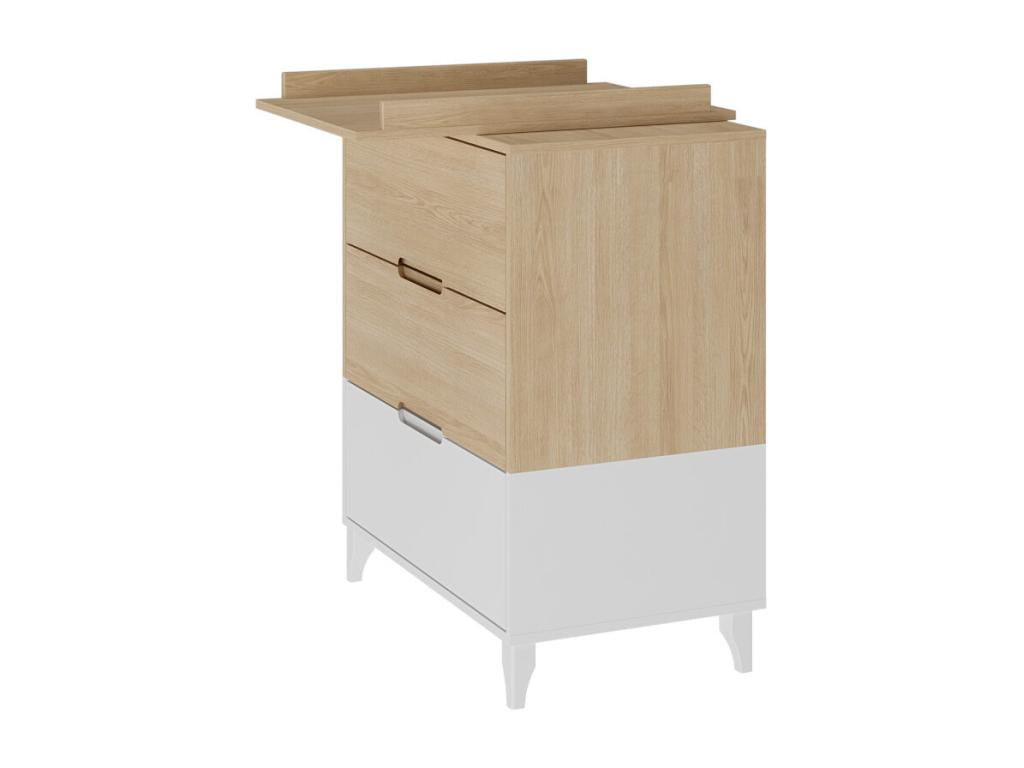 Commode à langer 3 tiroirs panneaux de fibres blanc et bois Calmetop 96420ZHFF