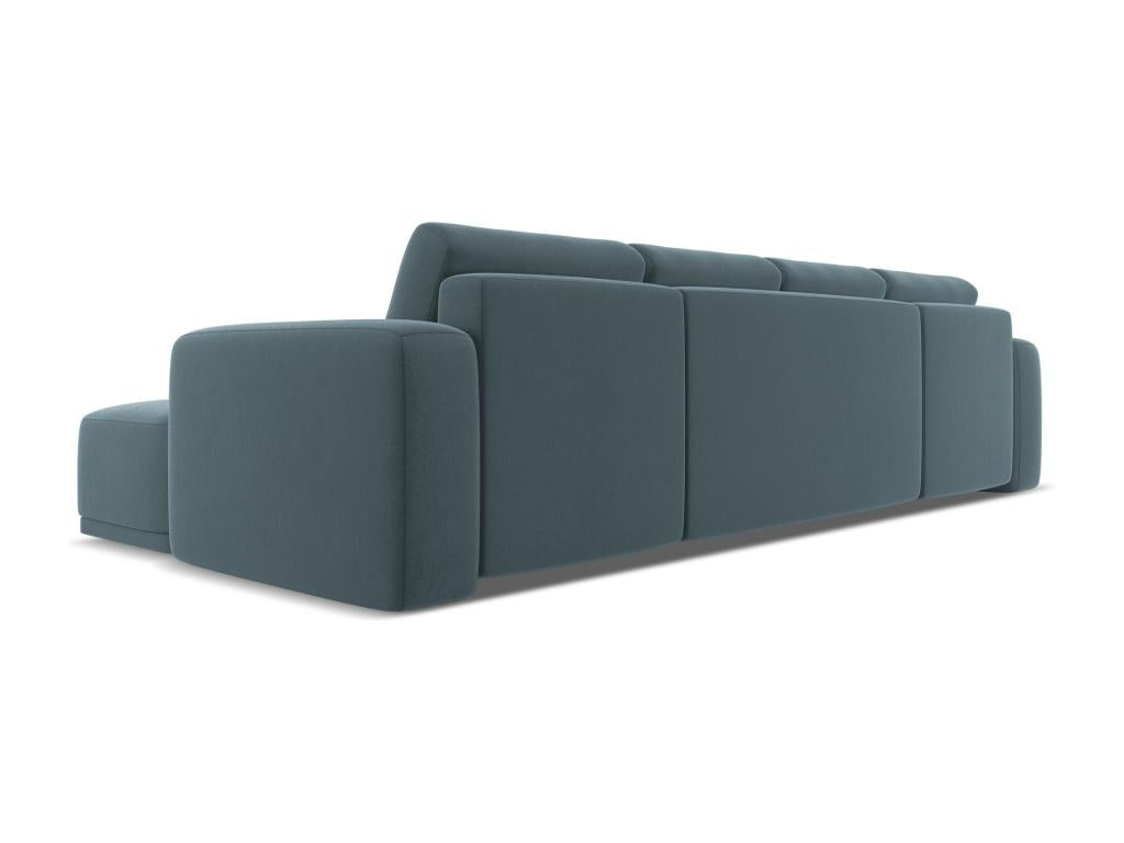 Canapé d'angle panoramique convertible en velours - marin - Nidchicshop 42391GYWJ